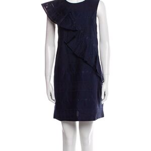 Ted Baker Navy Eyelet Ruffle Shift Dress